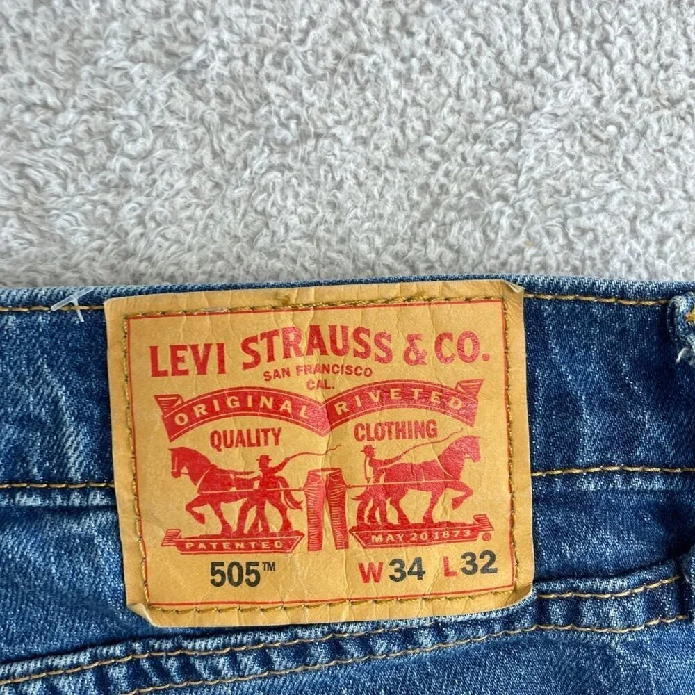 Levis 505 Straight Regular Fit Jeans Men's W34 L32